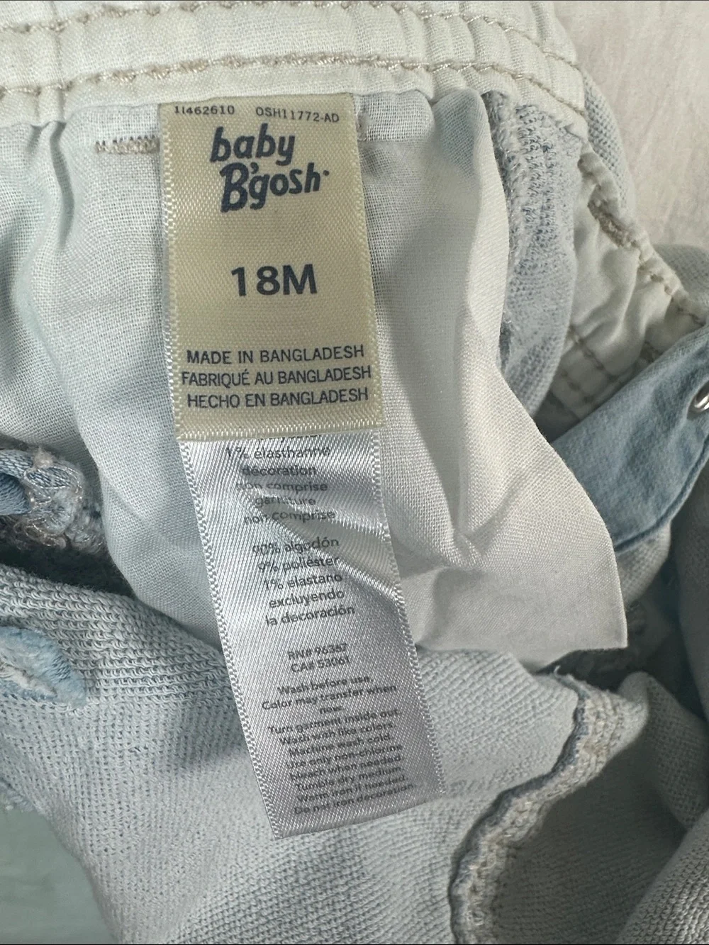 GAP Light Wash Denim Kids Overalls with Metallic Braided Belt
